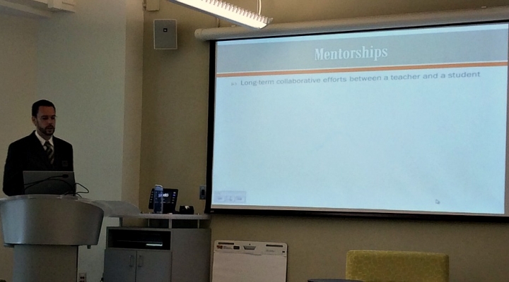 Jon Gore Presenting to Students about Mentoring